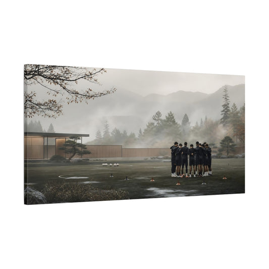 Main Mockup. Misty Team Huddle shown as canvas print