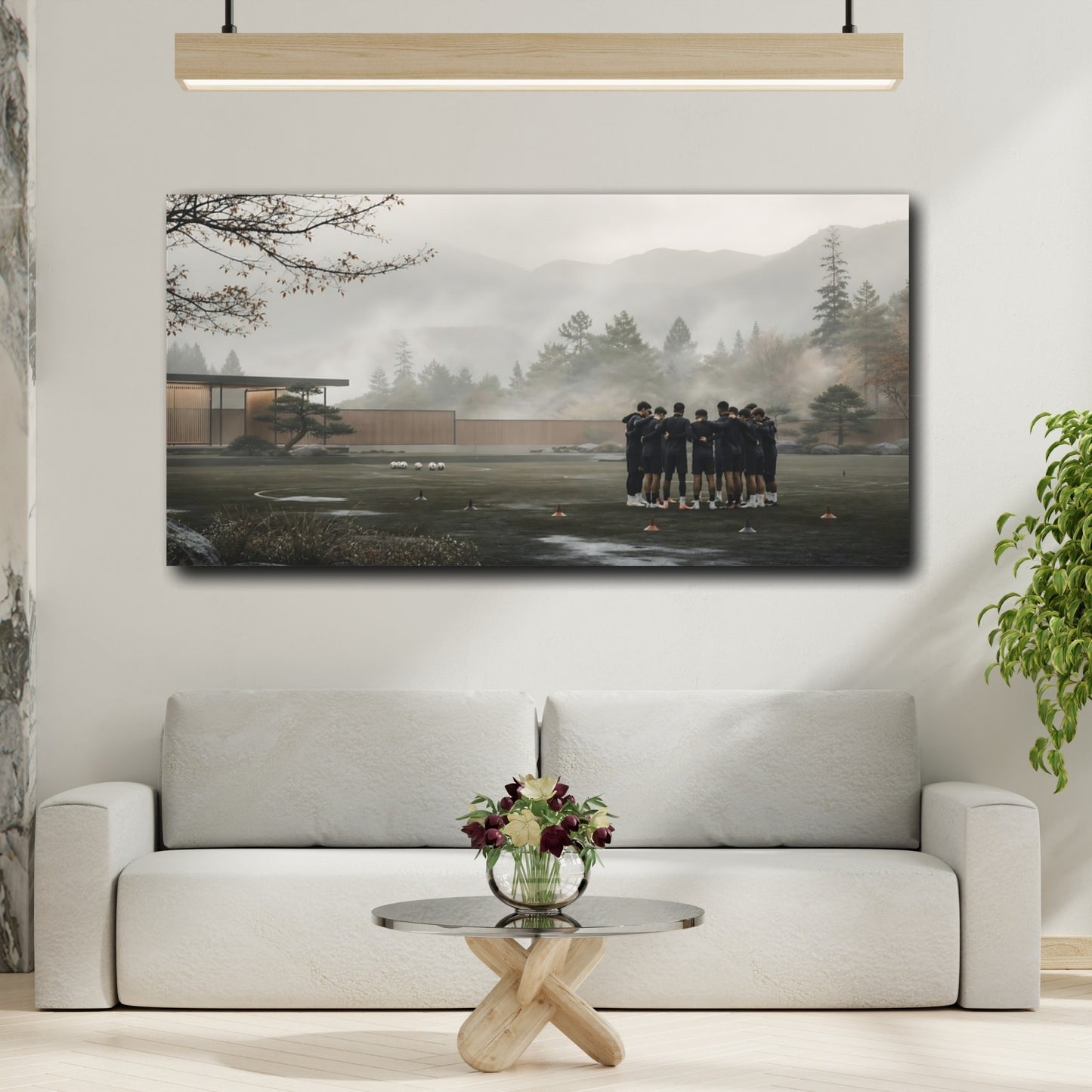 Mockup 2. Misty Team Huddle shown as canvas print