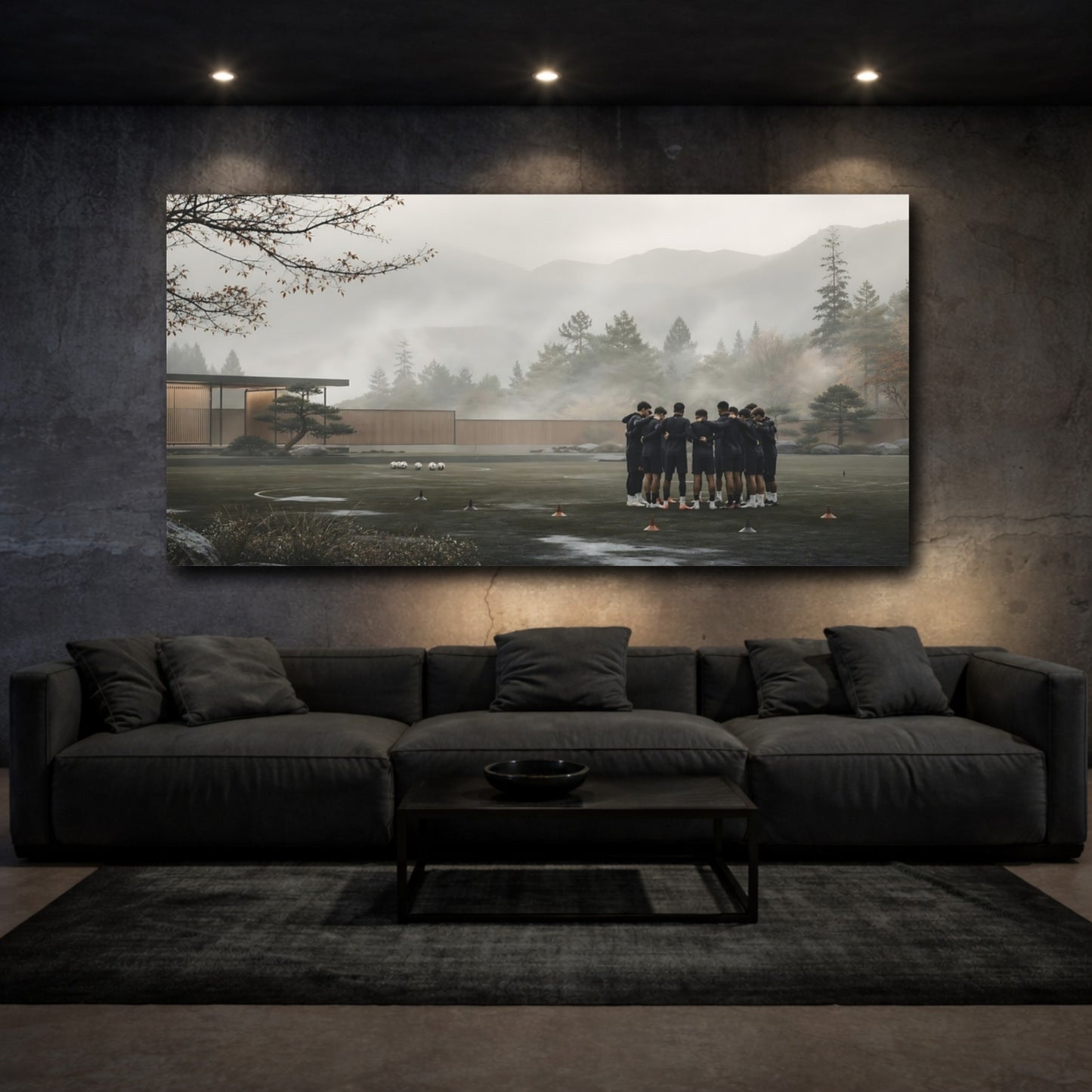 Mockup 3. Misty Team Huddle shown as canvas print