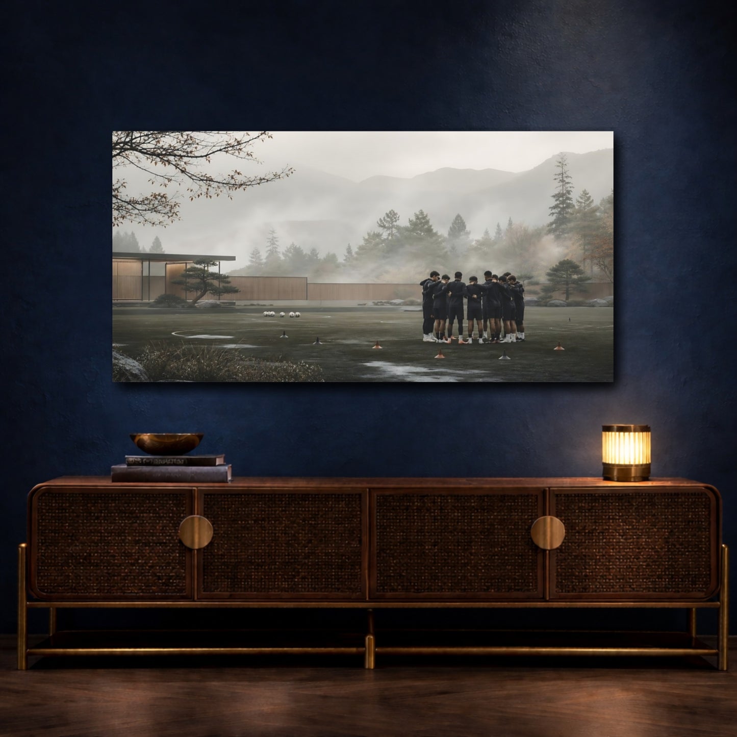 Mockup 4. Misty Team Huddle shown as canvas print