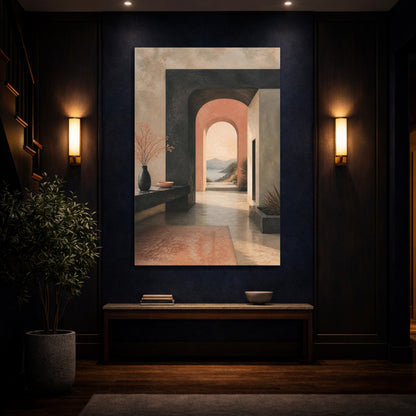 Mockup 4. Modern Archway Seascape shown as canvas print