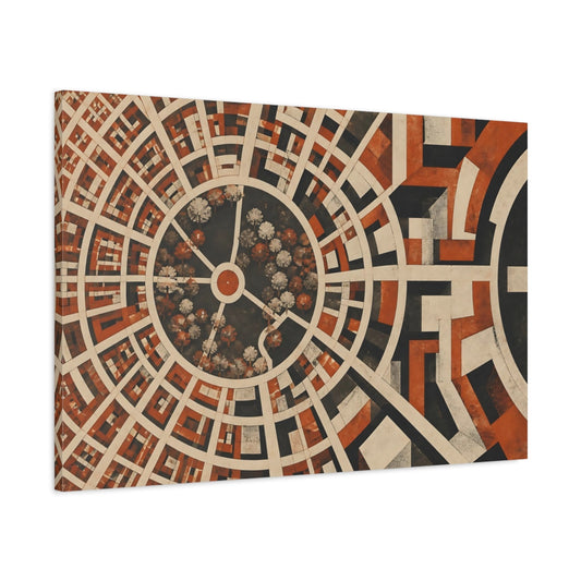 Main Mockup. Modern Circular City Grid shown as canvas print