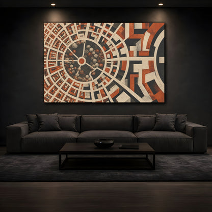 Mockup 3. Modern Circular City Grid shown as canvas print