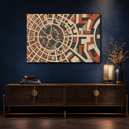 Mockup 4. Modern Circular City Grid shown as canvas print