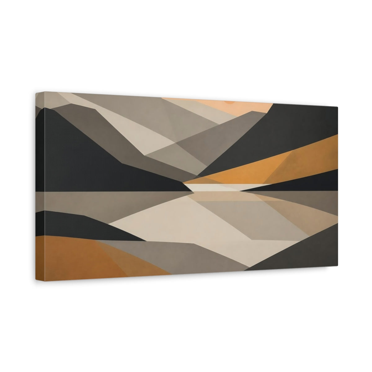 Side Mockup 3. Modern Geometric Mountains shown as canvas print