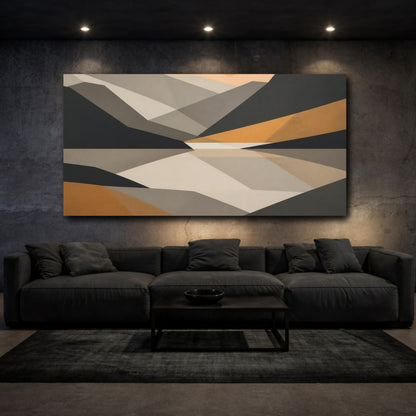 Mockup 3. Modern Geometric Mountains shown as canvas print