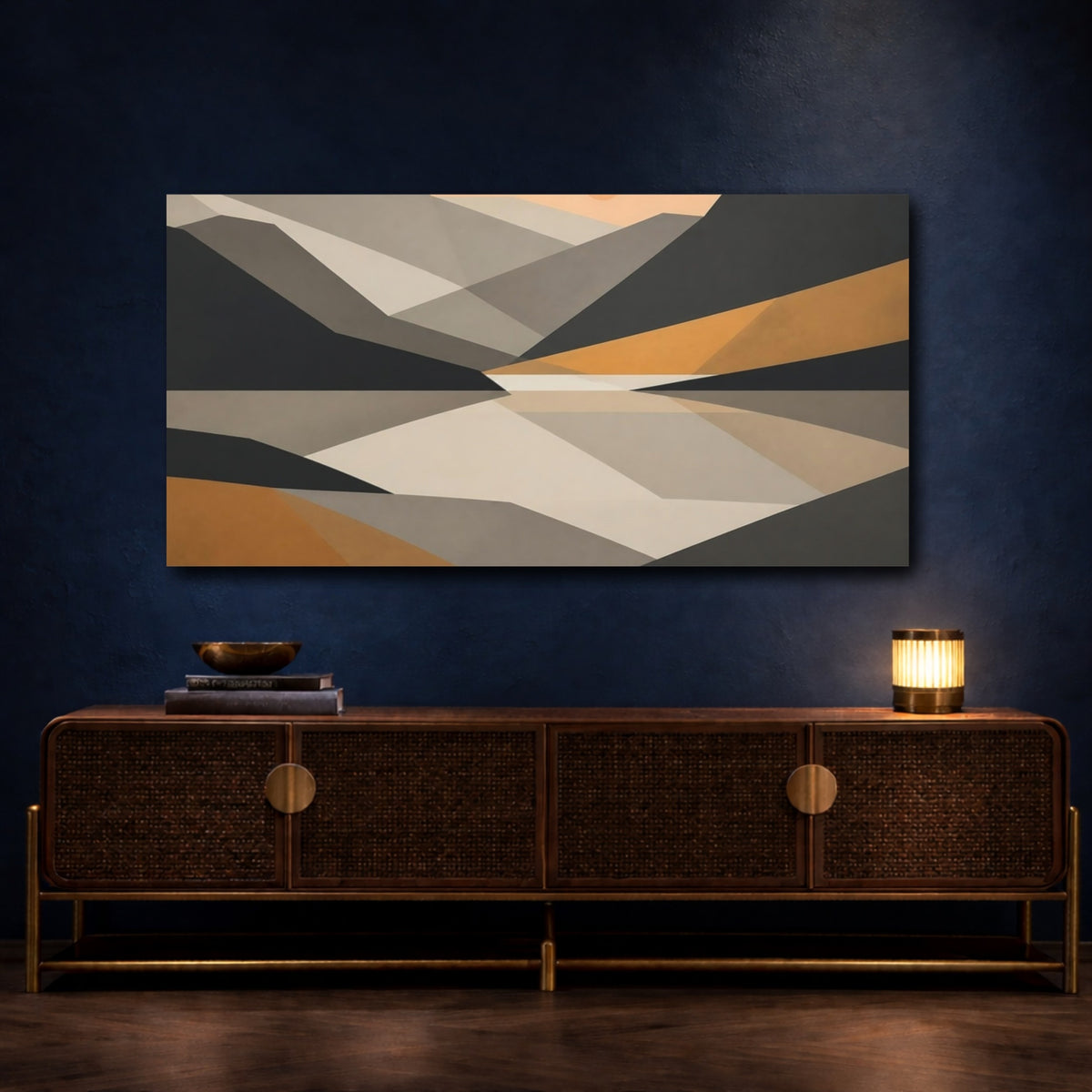 Mockup 4. Modern Geometric Mountains shown as canvas print