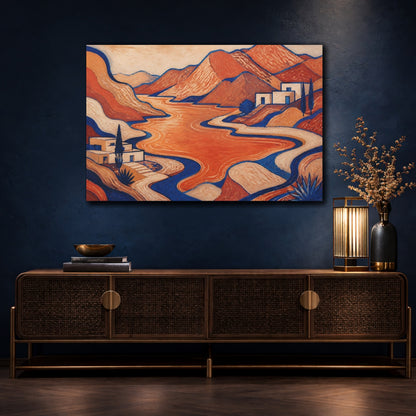 Mockup 4. Modern Mountain Lake Retreat shown as canvas print