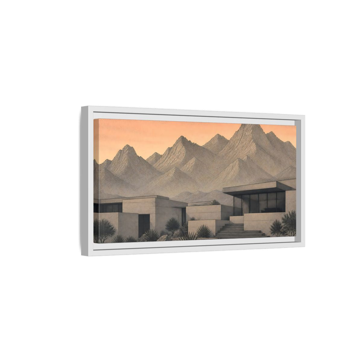 Side Mockup 6. Modern Mountain Retreat shown as framed canvas print