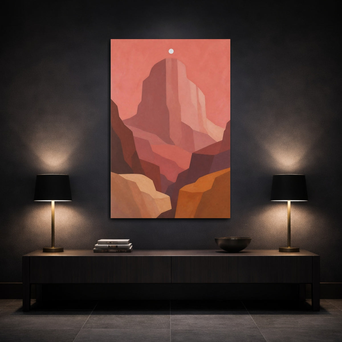 Mockup 3. Modern Rose Canyon Peak shown as canvas print