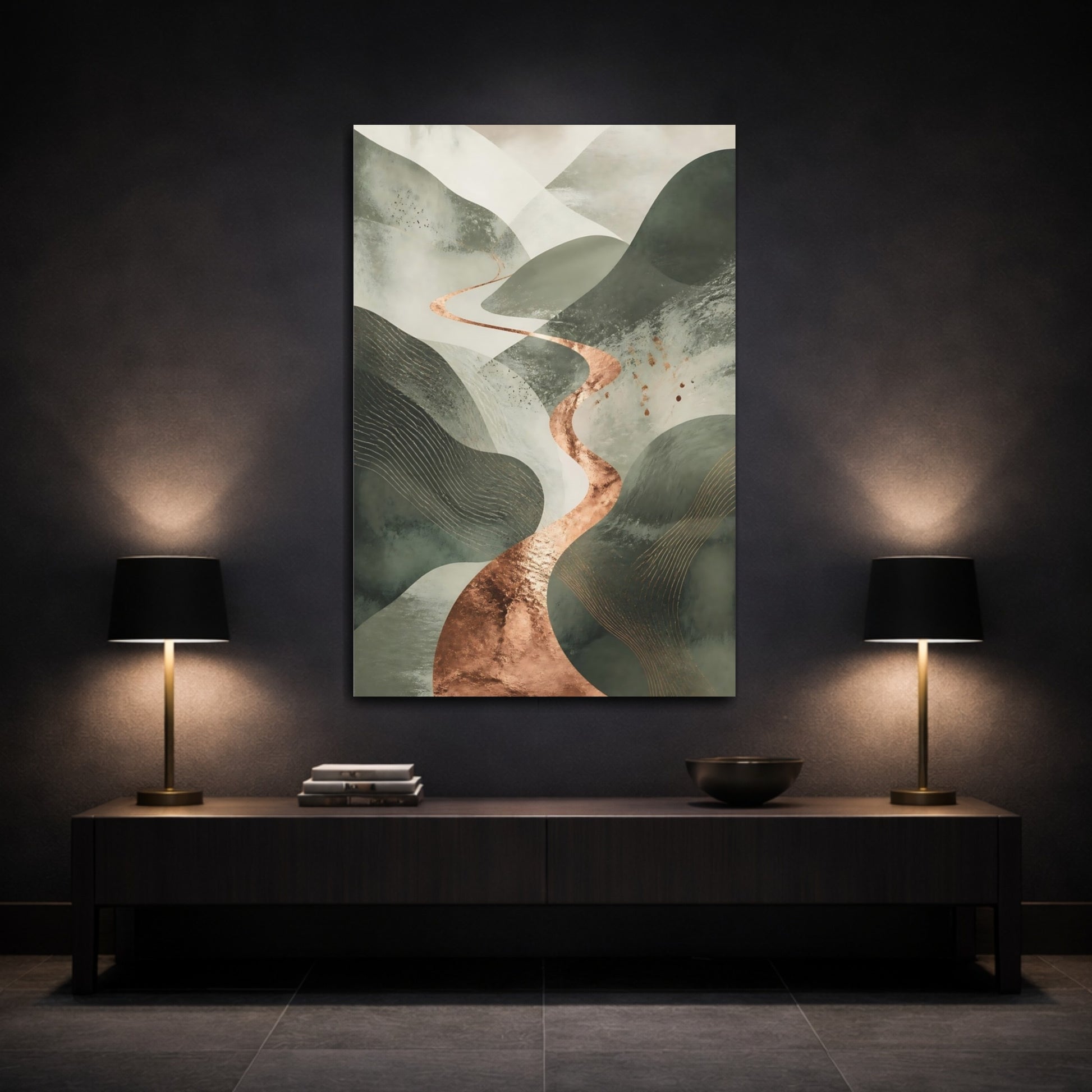 Mockup 3. Modern Sage Hills shown as canvas print