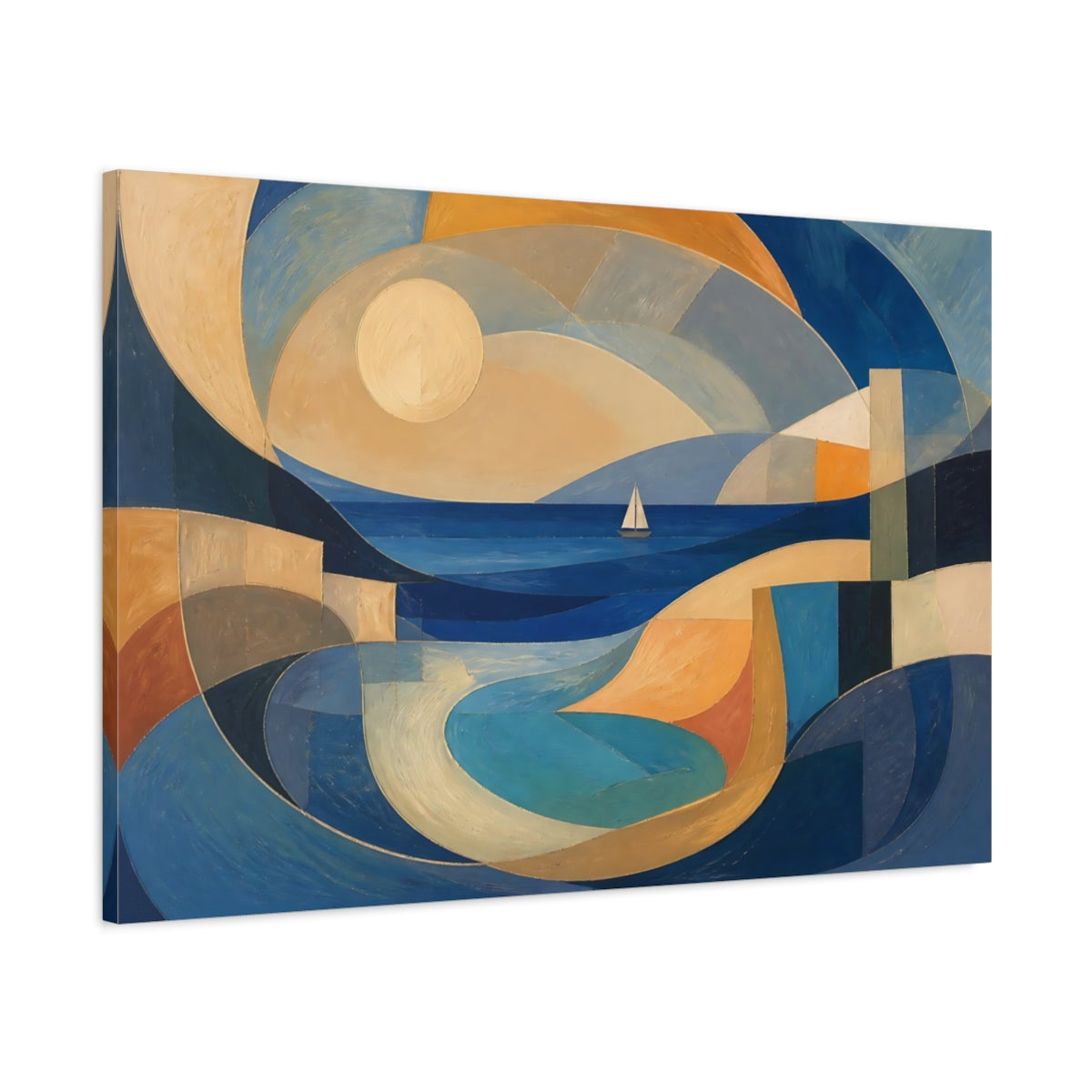 Main Mockup. Modern Sailboat Seascape shown as canvas print