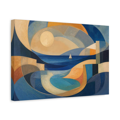 Side Mockup 4. Modern Sailboat Seascape shown as canvas print