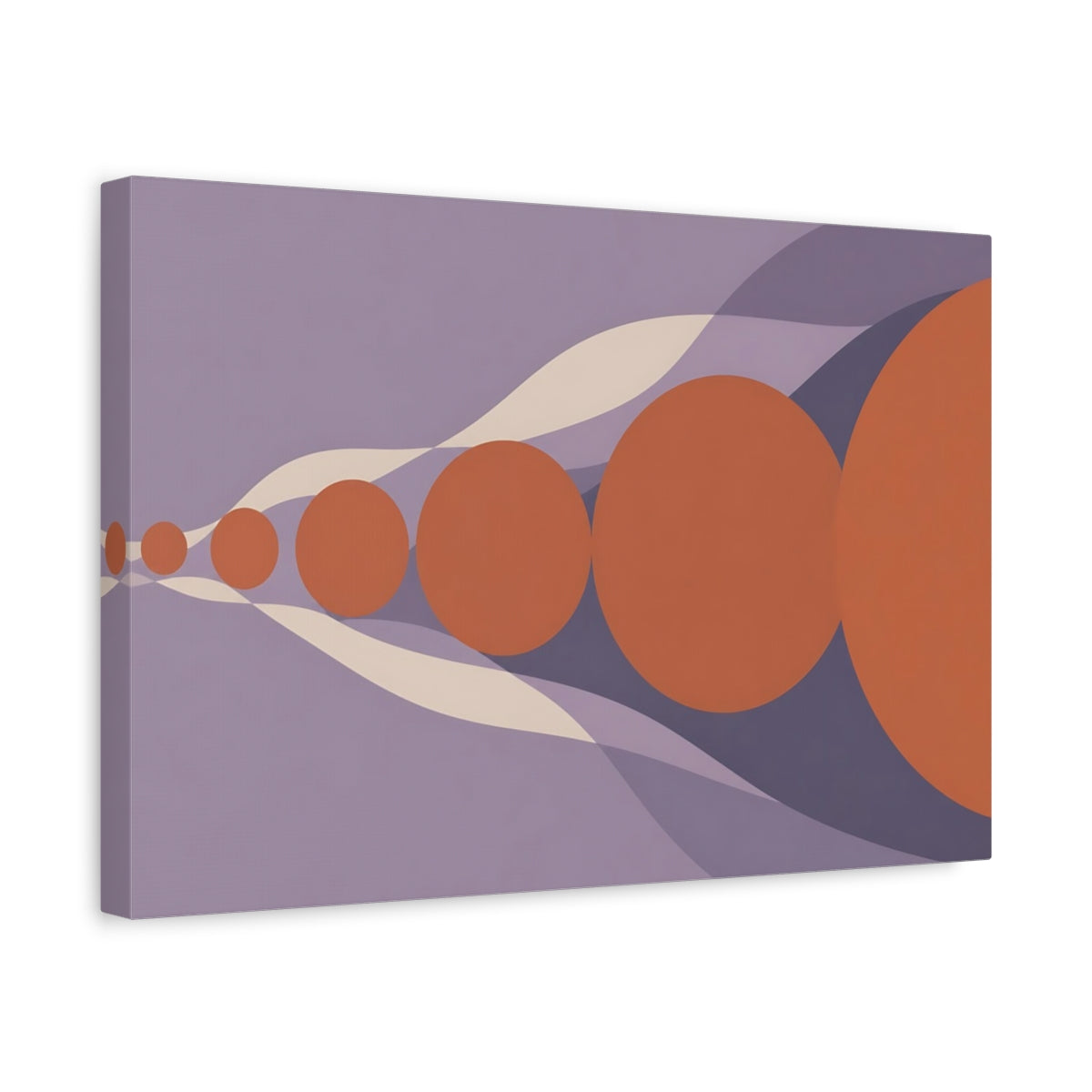 Side Mockup 4. Modern Terracotta Circles shown as canvas print