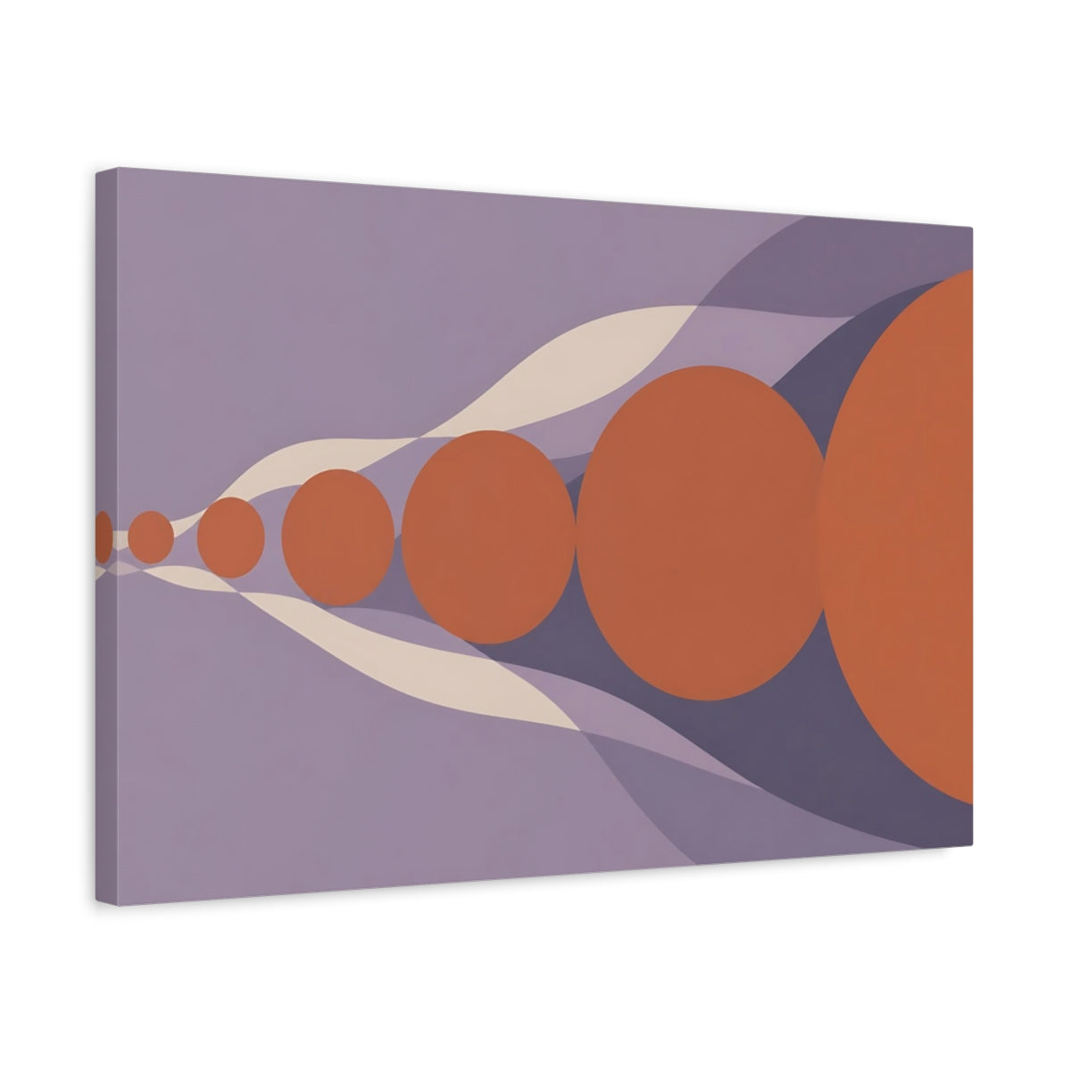 Side Mockup 3. Modern Terracotta Circles shown as canvas print