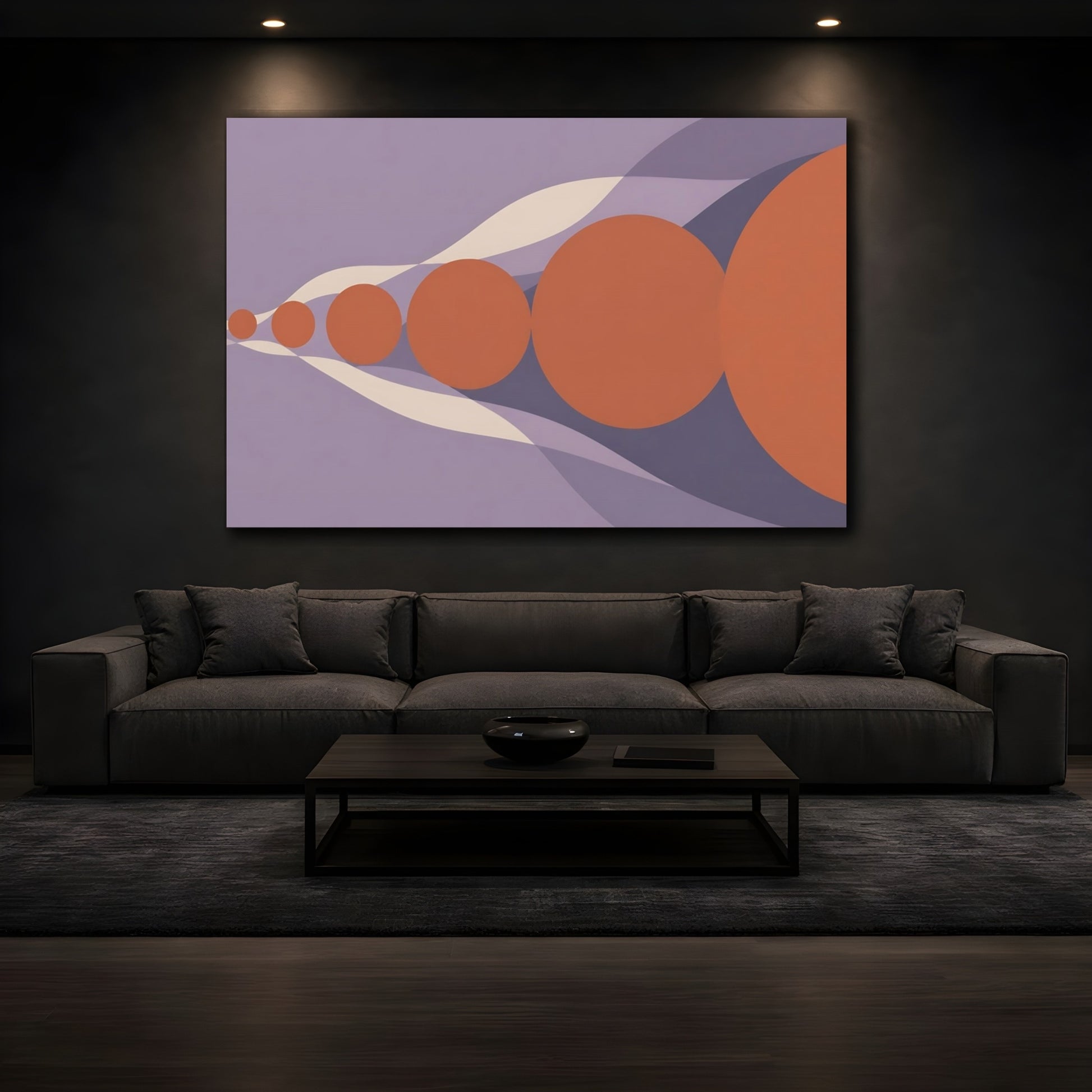 Mockup 3. Modern Terracotta Circles shown as canvas print