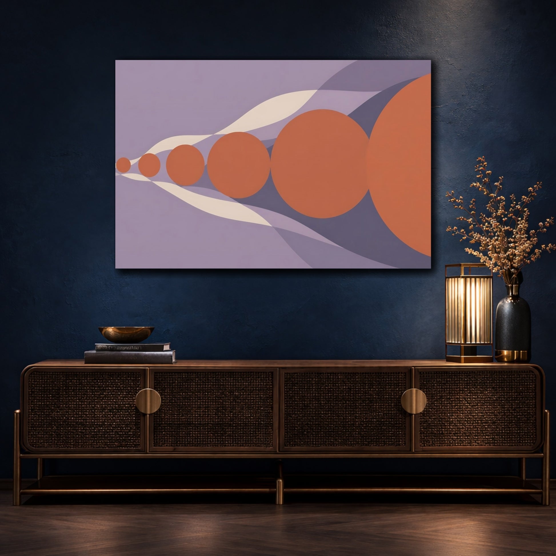 Mockup 4. Modern Terracotta Circles shown as canvas print