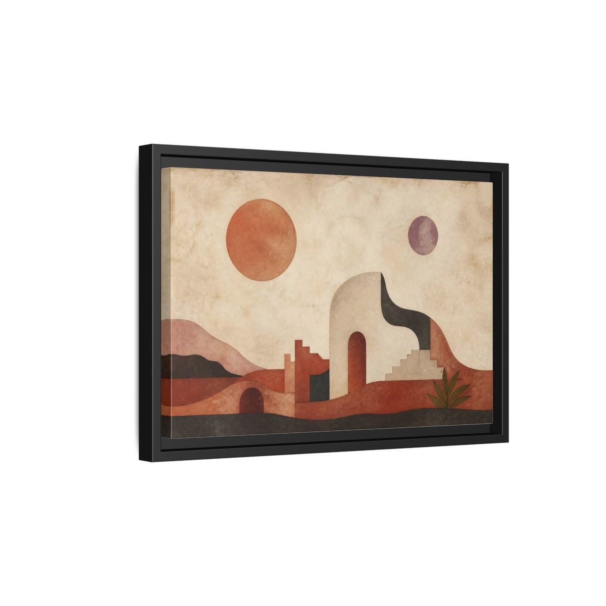 Side Mockup 6. Modern Terracotta Desert Arch shown as framed canvas print