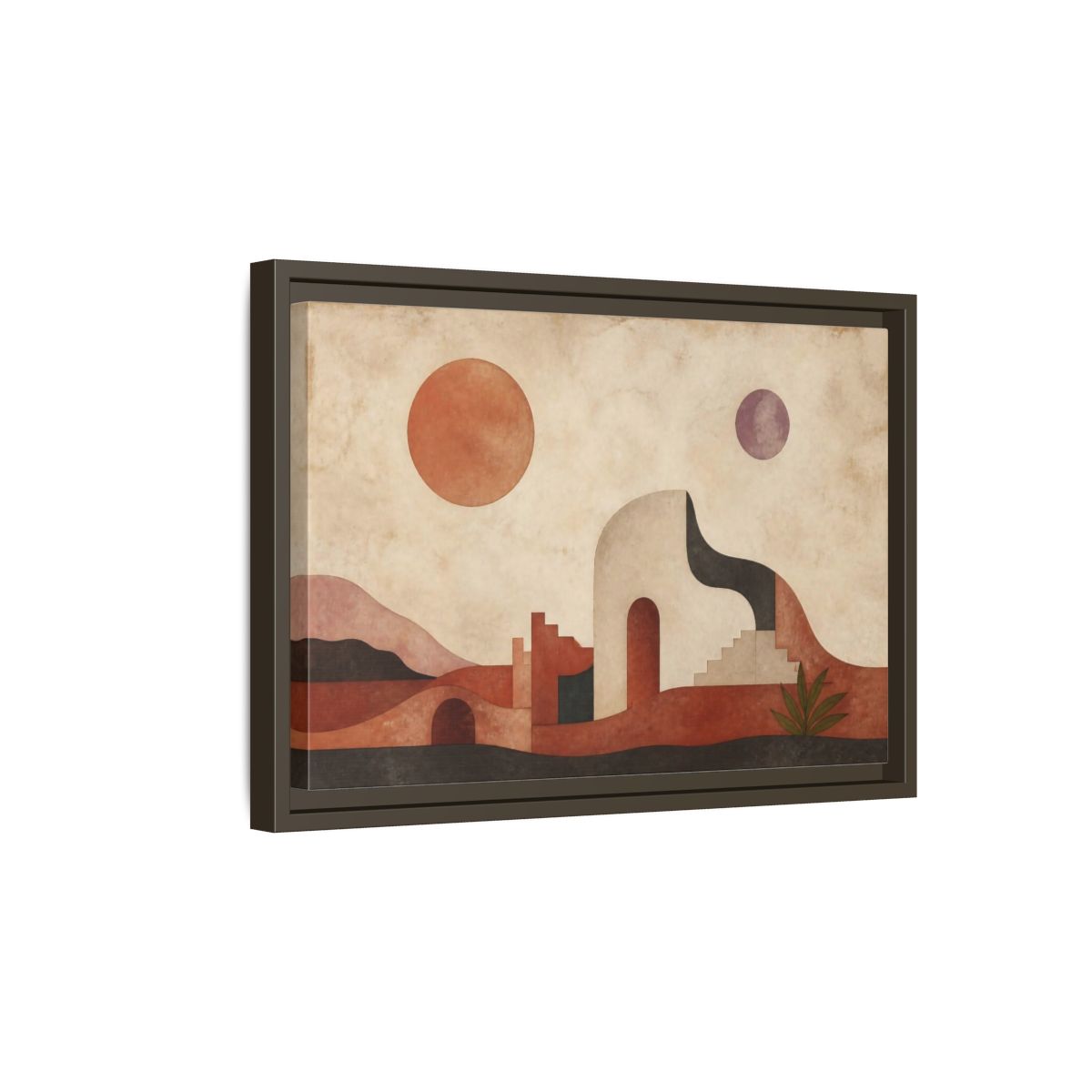 Side Mockup 5. Modern Terracotta Desert Arch shown as framed canvas print