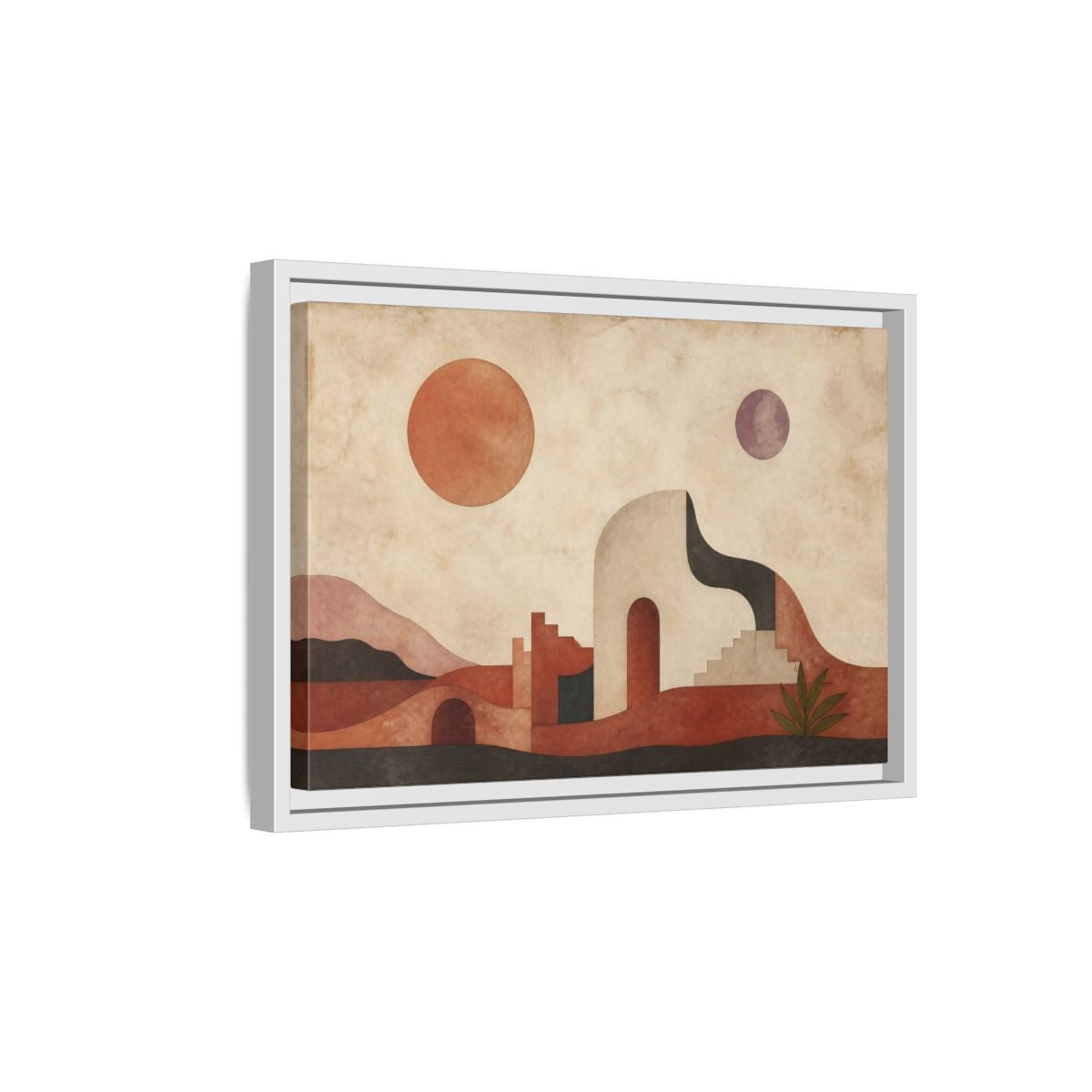 Side Mockup 4. Modern Terracotta Desert Arch shown as framed canvas print