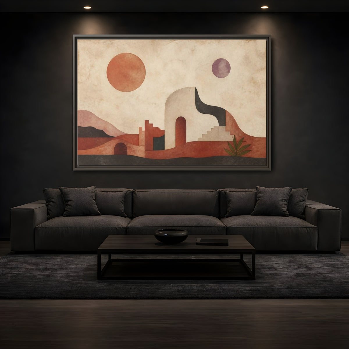 Mockup 3. Modern Terracotta Desert Arch shown as framed canvas print