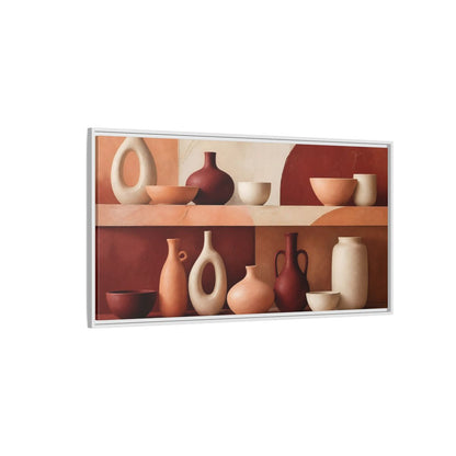 Side Mockup 3. Modern Terracotta Vessels shown as framed canvas print