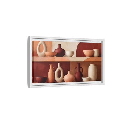Side Mockup 6. Modern Terracotta Vessels shown as framed canvas print