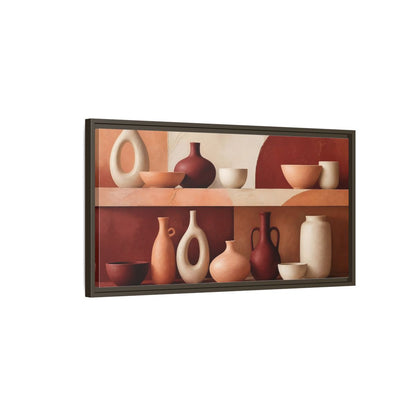 Main Mockup. Modern Terracotta Vessels shown as framed canvas print
