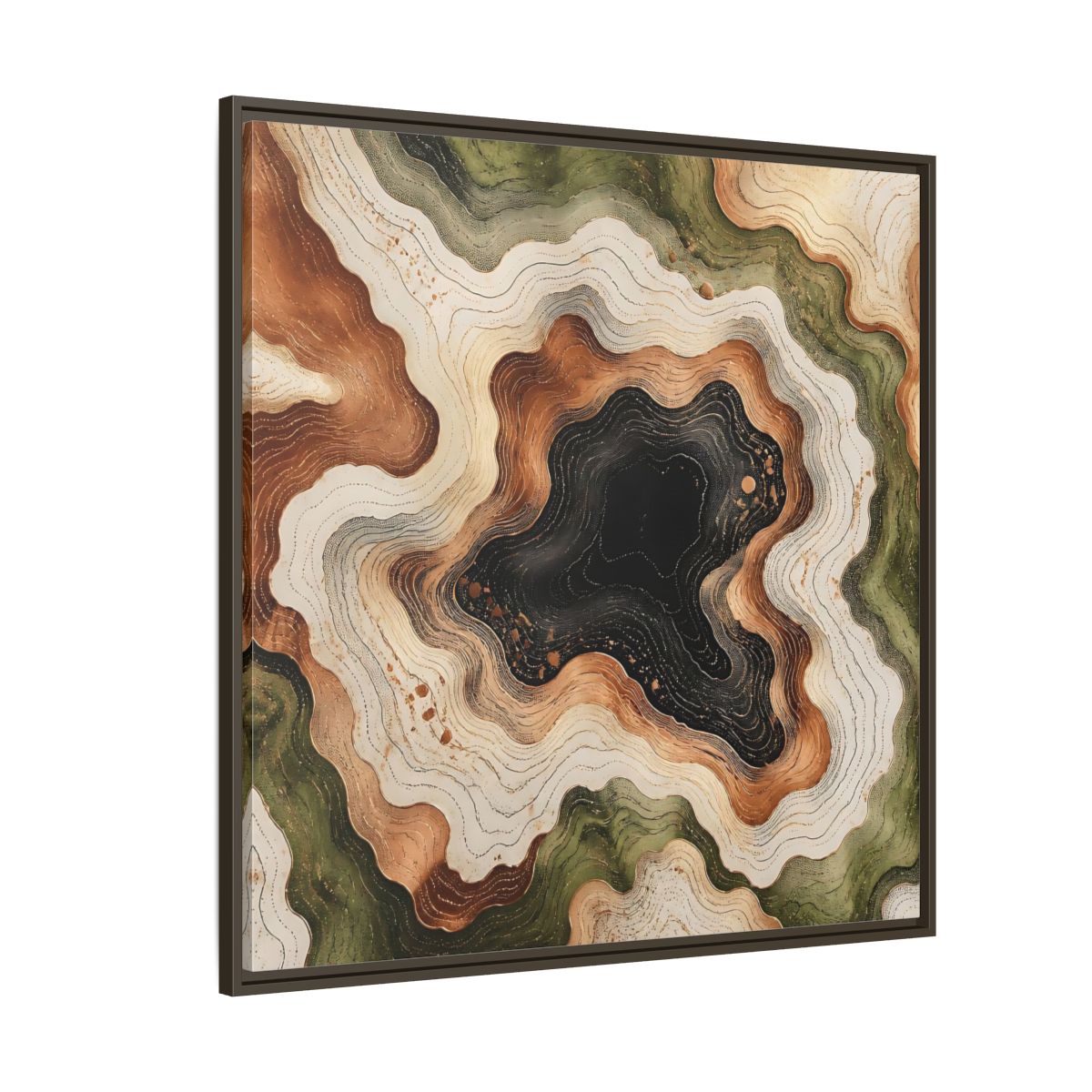Side Mockup 5. Modern Topographic Basin shown as framed canvas print