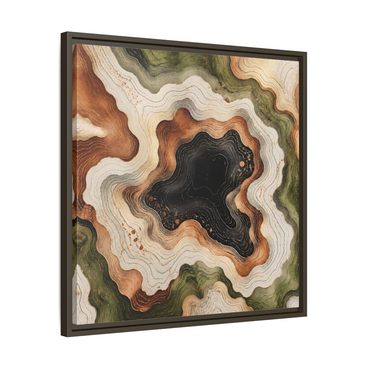 Side Mockup 27. Modern Topographic Basin shown as framed canvas print