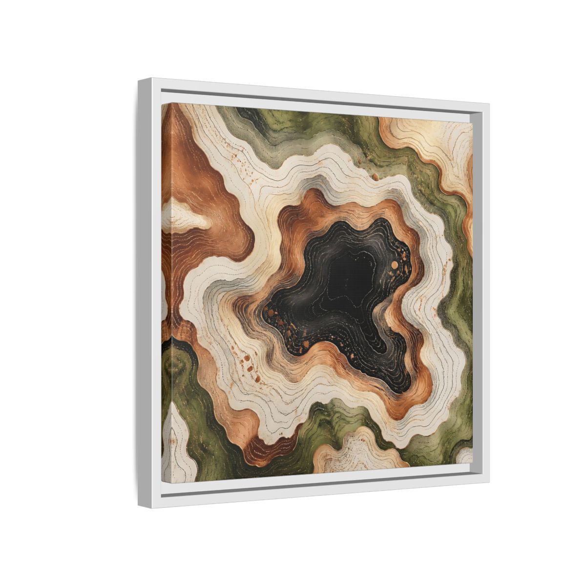 Side Mockup 13. Modern Topographic Basin shown as framed canvas print