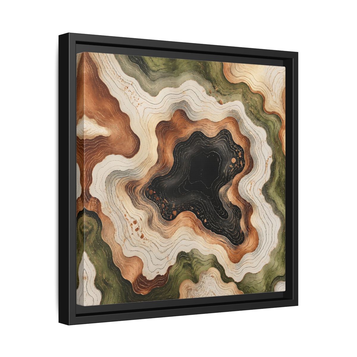 Side Mockup 32. Modern Topographic Basin shown as framed canvas print