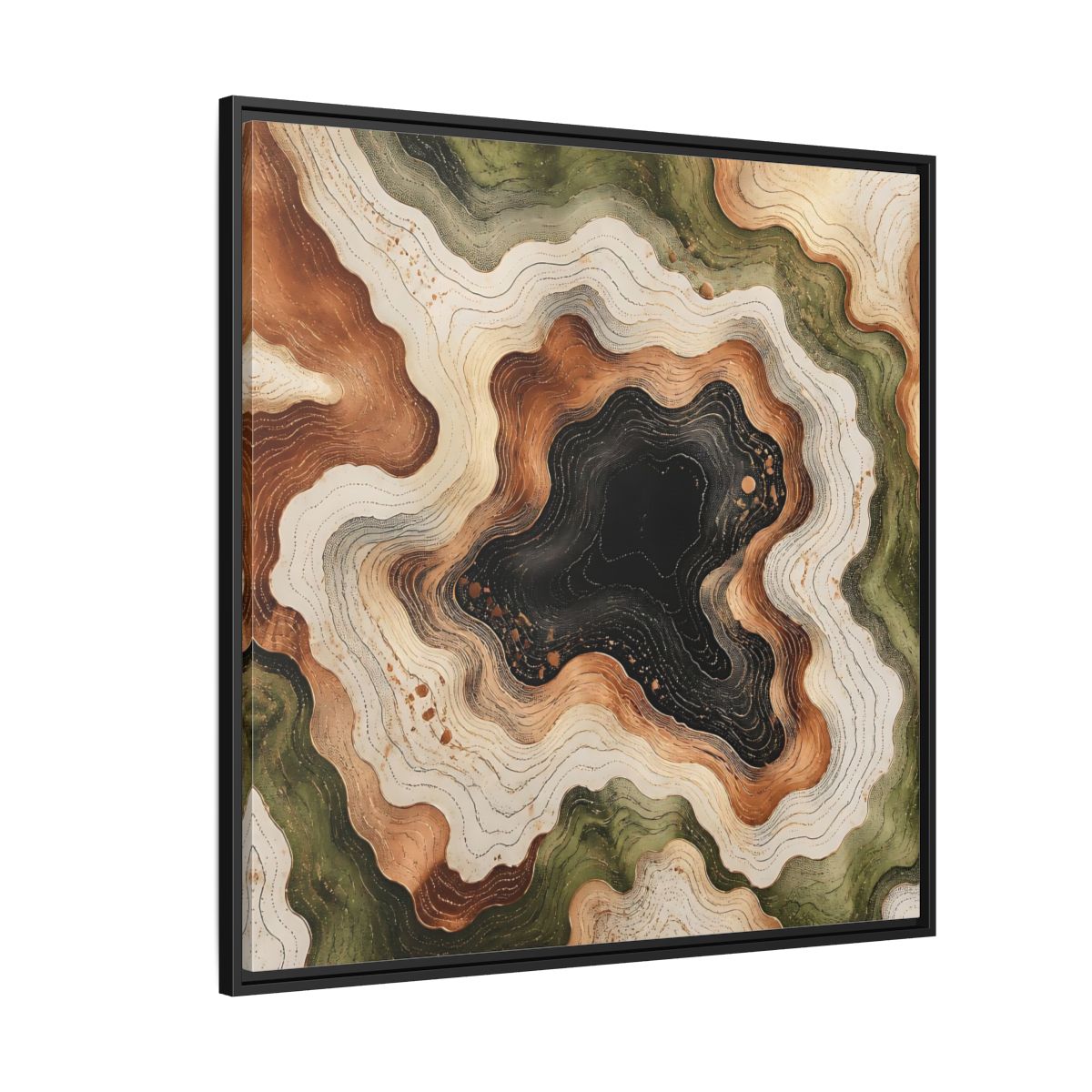 Side Mockup 6. Modern Topographic Basin shown as framed canvas print