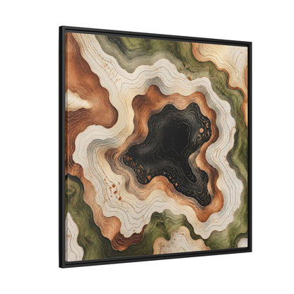 Side Mockup 6. Modern Topographic Basin shown as framed canvas print