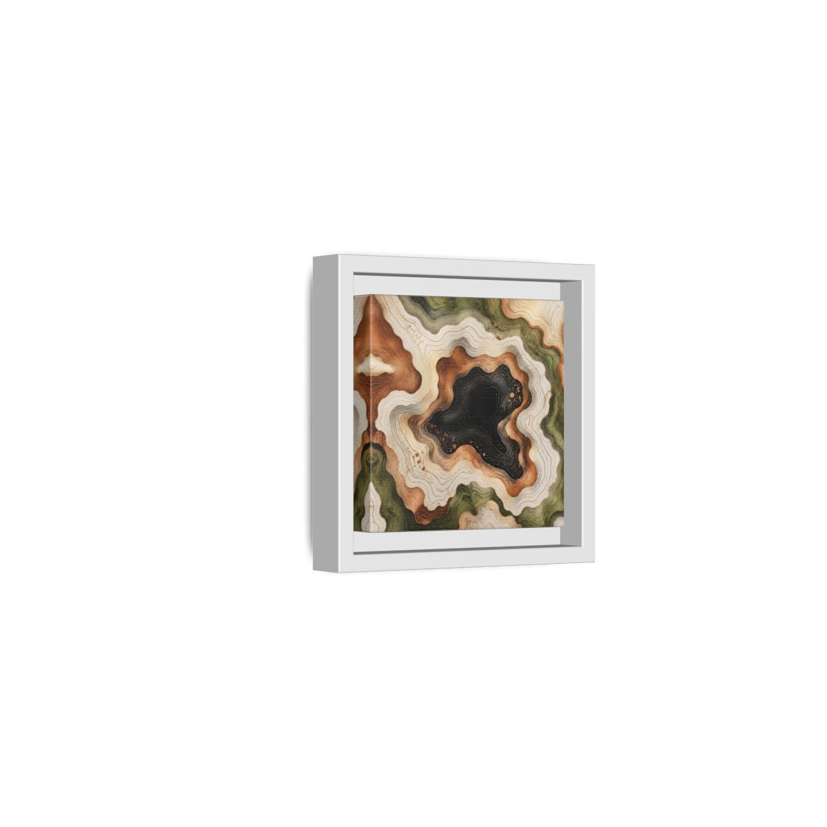 Side Mockup 22. Modern Topographic Basin shown as framed canvas print