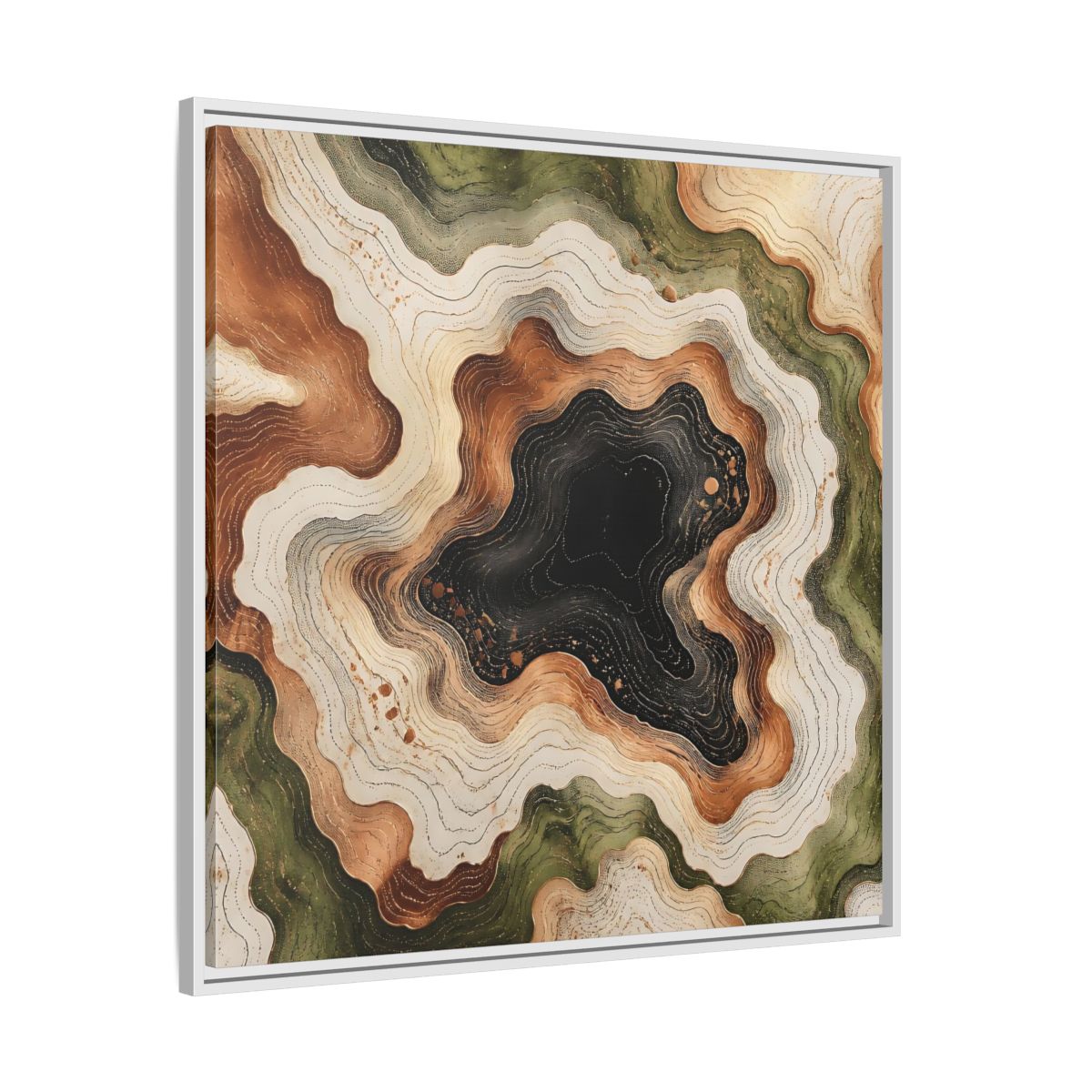 Side Mockup 25. Modern Topographic Basin shown as framed canvas print