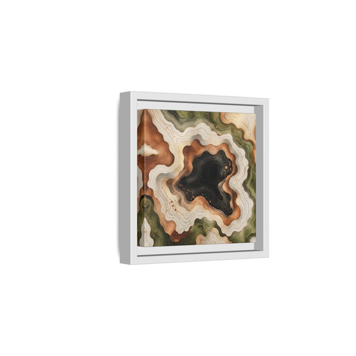 Side Mockup 1. Modern Topographic Basin shown as framed canvas print