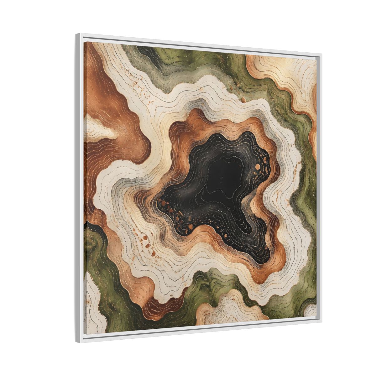 Side Mockup 4. Modern Topographic Basin shown as framed canvas print