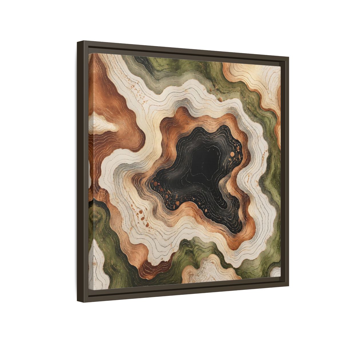 Side Mockup 11. Modern Topographic Basin shown as framed canvas print