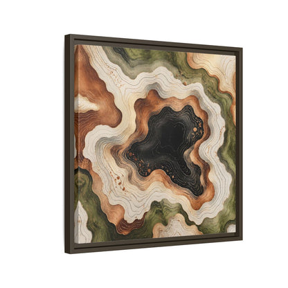 Side Mockup 11. Modern Topographic Basin shown as framed canvas print