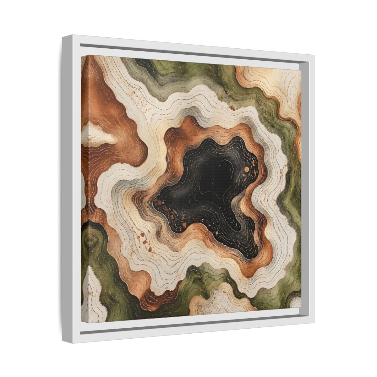 Side Mockup 28. Modern Topographic Basin shown as framed canvas print