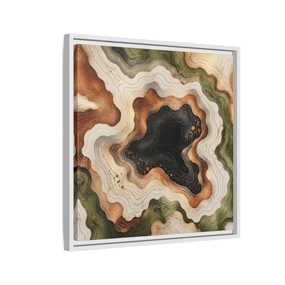 Side Mockup 10. Modern Topographic Basin shown as framed canvas print
