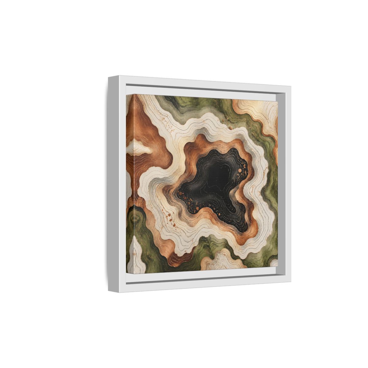 Side Mockup 19. Modern Topographic Basin shown as framed canvas print