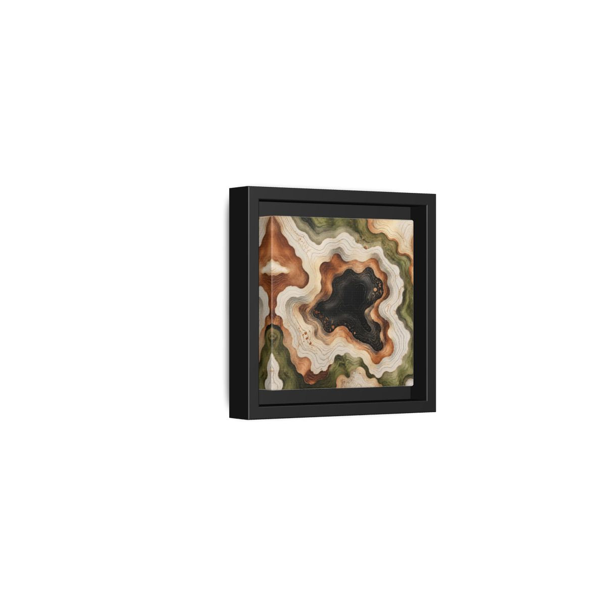 Side Mockup 24. Modern Topographic Basin shown as framed canvas print