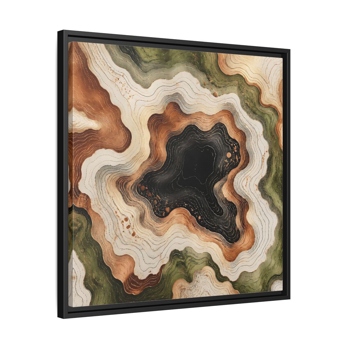 Side Mockup 31. Modern Topographic Basin shown as framed canvas print
