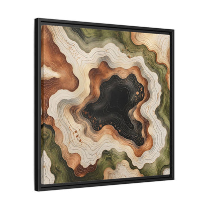 Side Mockup 31. Modern Topographic Basin shown as framed canvas print