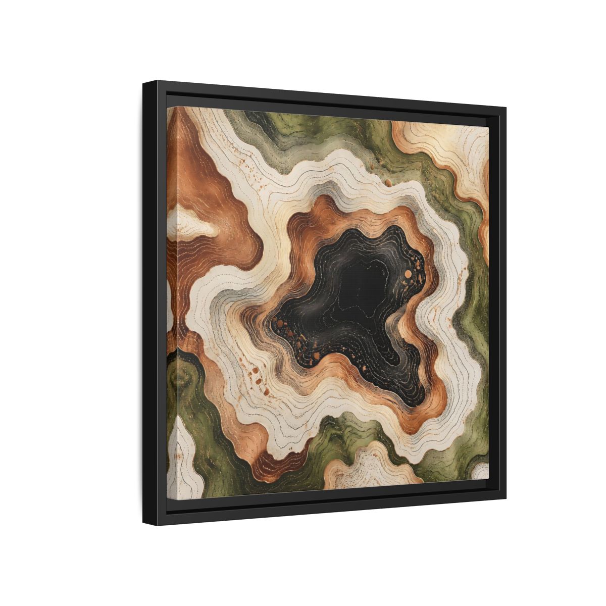 Side Mockup 15. Modern Topographic Basin shown as framed canvas print