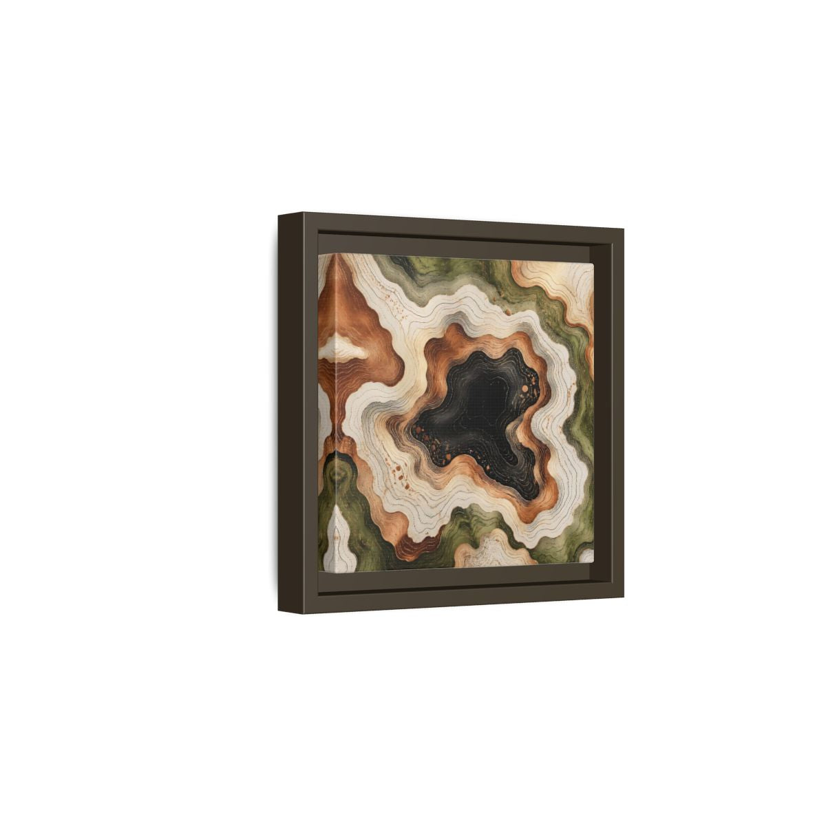 Side Mockup 2. Modern Topographic Basin shown as framed canvas print