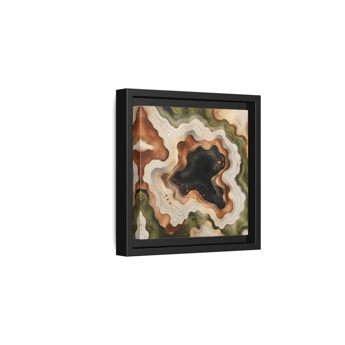 Side Mockup 3. Modern Topographic Basin shown as framed canvas print