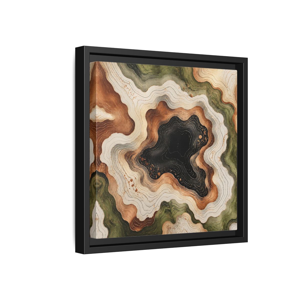 Side Mockup 18. Modern Topographic Basin shown as framed canvas print